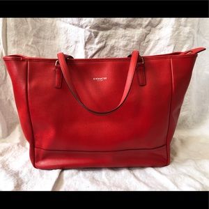 Coach large red Saffiano leather City Tote